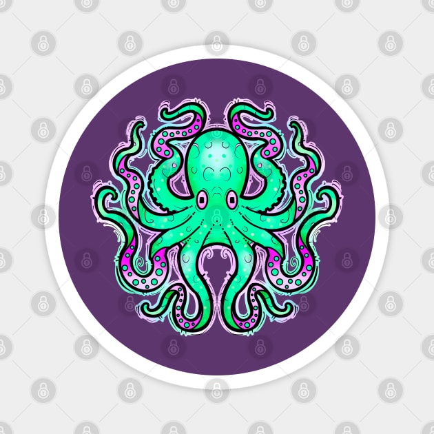 Octopus green and purple Magnet by weilertsen